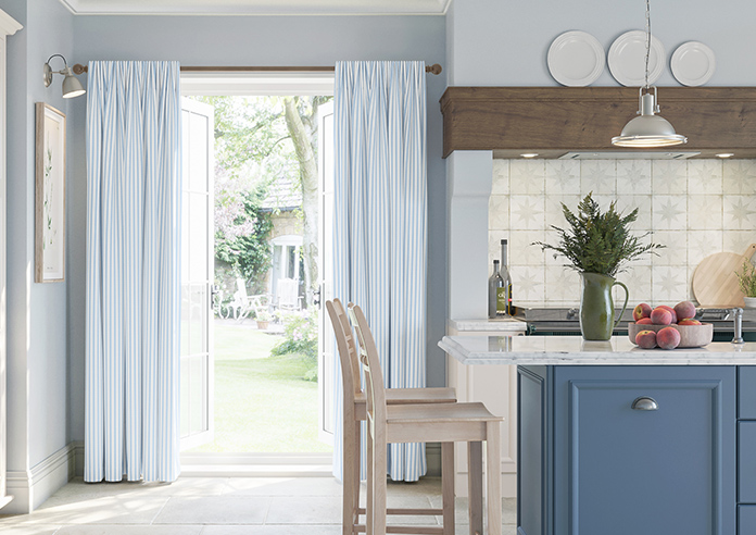 Lace Stripes, Vintage Blue - Made to Measure Curtains - Image 3